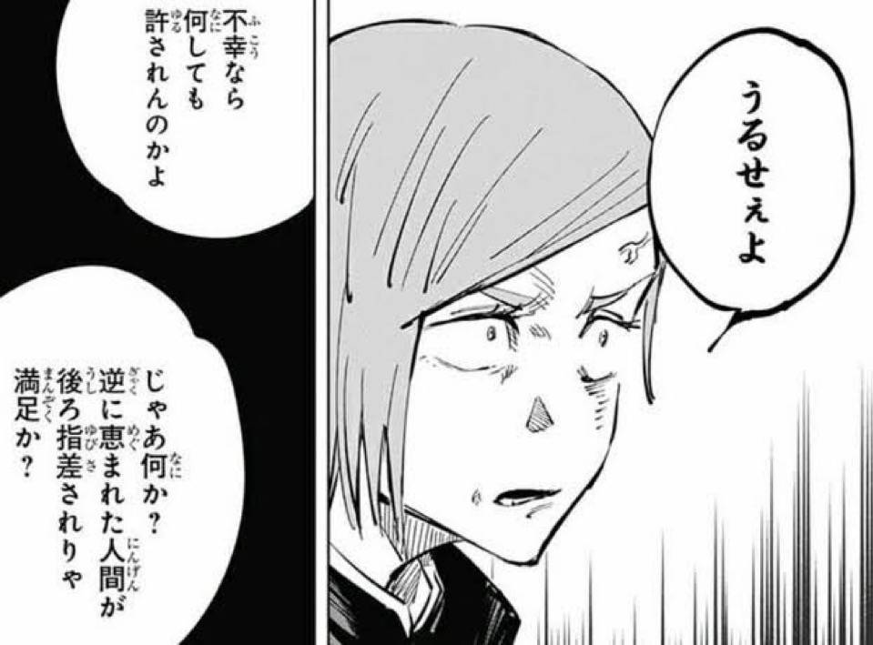 うるせぇよ　不幸なら何しても許されんのかよ　じゃあ何か？逆に恵まれた人間が後ろ指さされりゃ満足か？